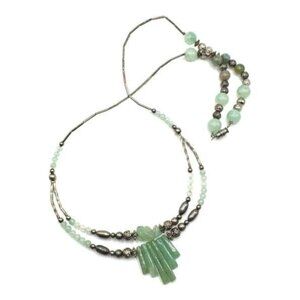 Beautiful Sterling Silver & Jade Beaded Necklace